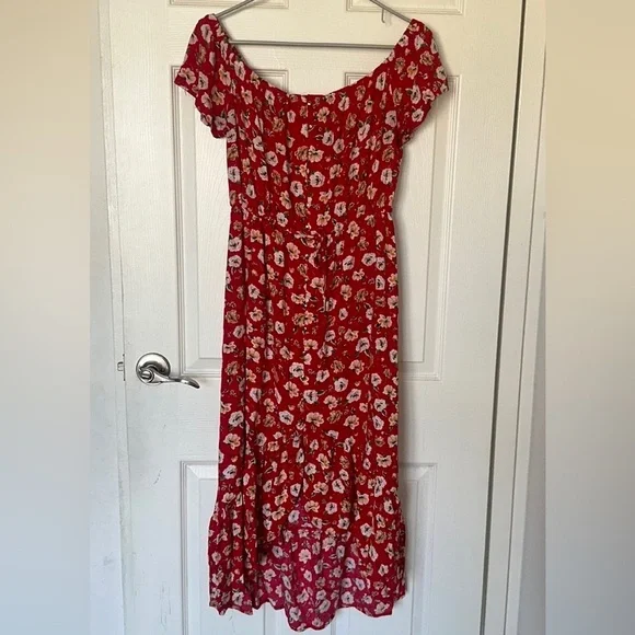 Indigo Rose Chic Red Floral Off-Shoulder Dress - Picture 7 of 7